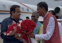 केंद्रीय मंत्री नितिन गडकरी का हुआ रांची में स्वागत