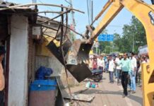 रांची में अतिक्रमण पर कार्रवाई, अवैध ढांचे ध्वस्त