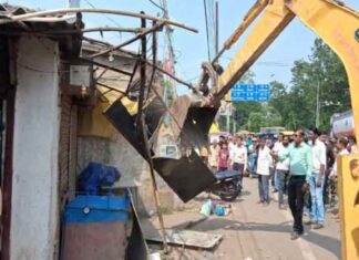 रांची में अतिक्रमण पर कार्रवाई, अवैध ढांचे ध्वस्त