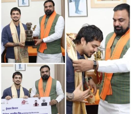 ईशान किशन को बिहार के मुख्यमंत्री द्वारा 1 करोड़ से किया गया सम्मानित